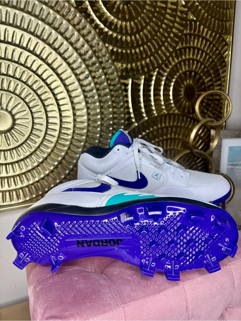 Men Nike White Jordan Stadium 90 Low MCS Cleats (NEW!)